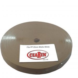 Fita de Polipropileno 25mm/22B Média Bege Rolo com 50mts