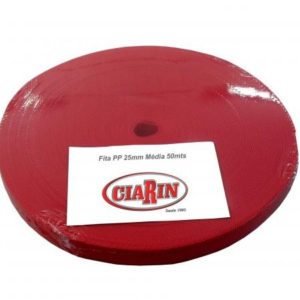 Fita de Polipropileno 25mm/22B Média Vermelha Rolo com 50mts