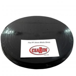 Fita de Polipropileno 34mm/22B Média Preta Rolo com 50mts