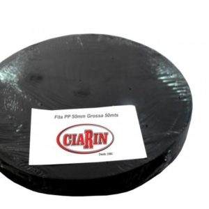 Fita de Polipropileno 50mm/58B Grossa Preta Rolo com 50mts