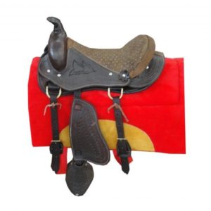 Sela Americana Passeio Bordada Infantil c/Fivela de Metal sem Manta Cores: Marrom/Preta