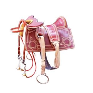 Arreio Cabeçudo Completo Couro com Meia Argola de Metal