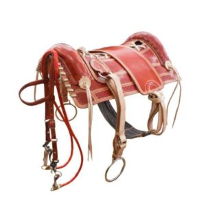 Arreio Bananão Completo Couro com Meia Argola de Metal Cores: Havana