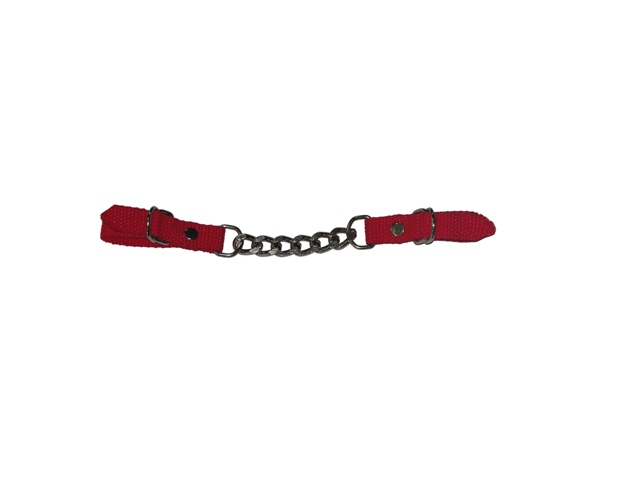 cód 1891 barbela para freio de corrente de aço inox com fita de 15mm cores preto, vermelho e bege